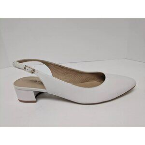 Walking Cradles Hazel Slingback Leather Heels Pointed Toe White Size 10